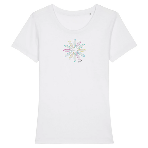 T-shirt femme coton bio Surf Flower Blanc