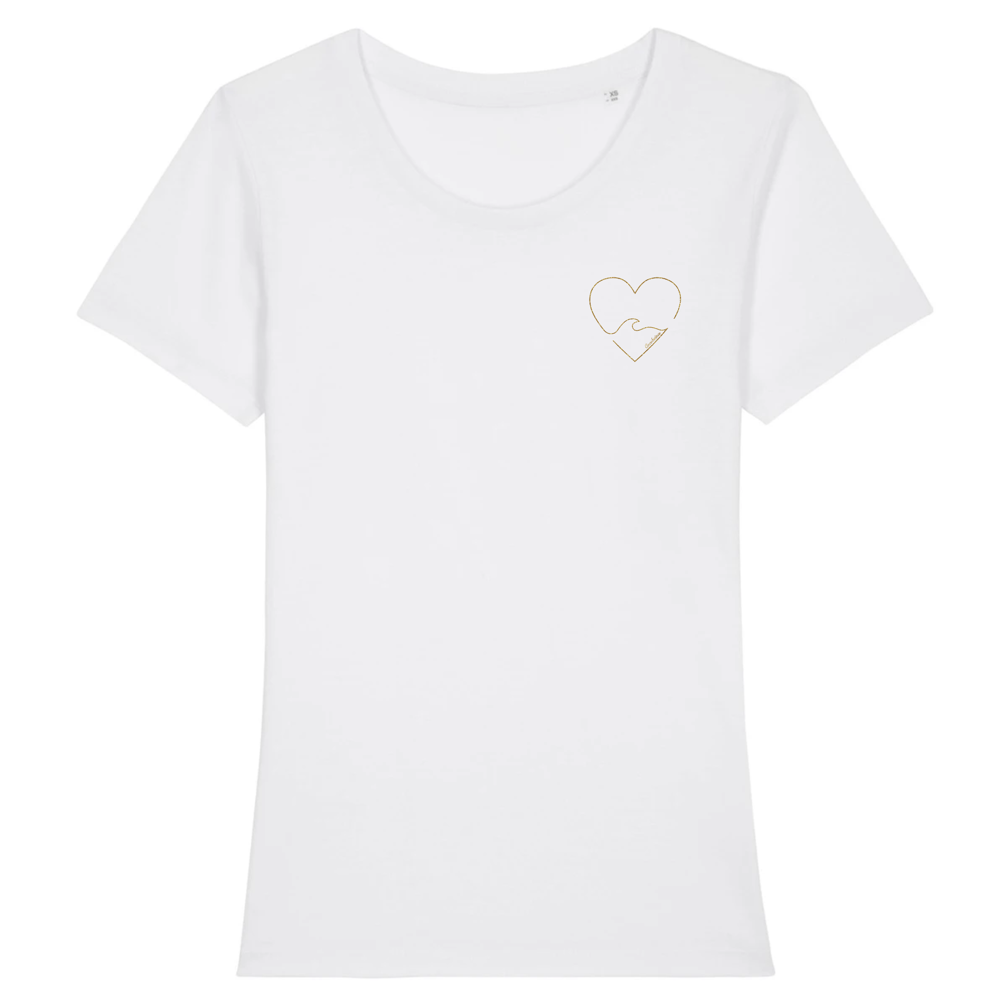T-shirt femme coton bio Golden heart Blanc