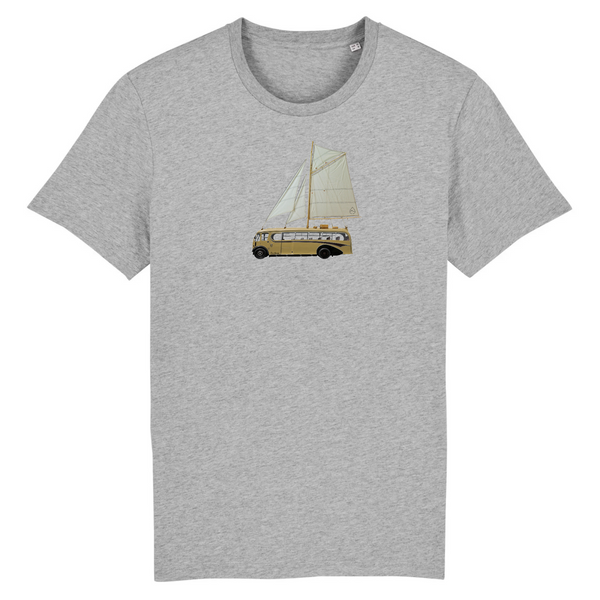 T-shirt homme coton bio Yellow Sailing Bus Gris