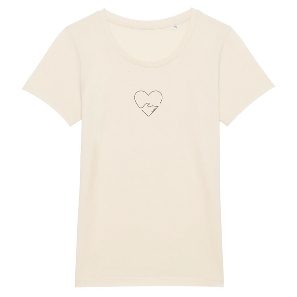 T-shirt femme coton bio Wave Heart Naturel