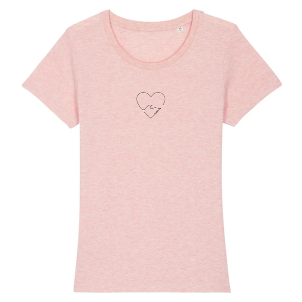 T-shirt femme coton bio Wave Heart Rose