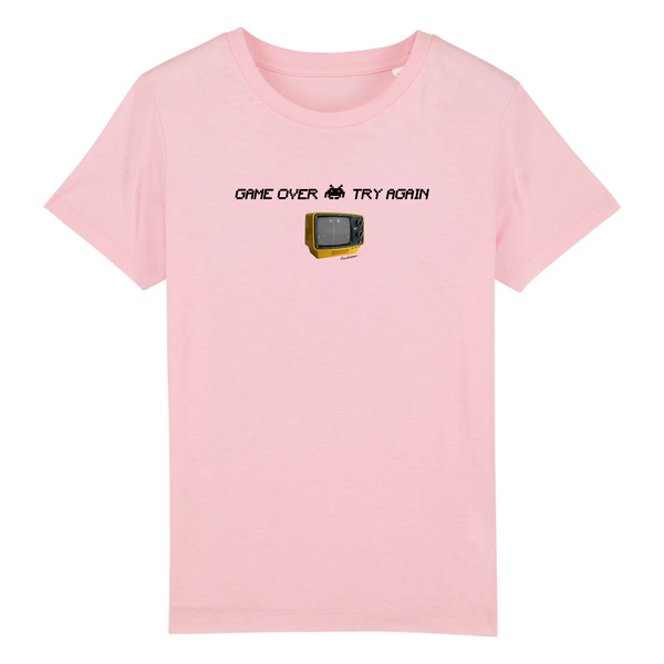 T-shirt enfant coton bio Game Over rose