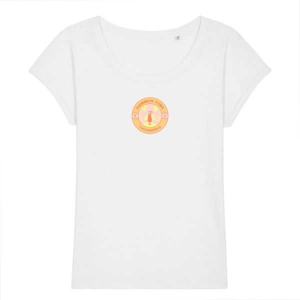 T-shirt femme coton bio jersey flammé Summer time Blanc