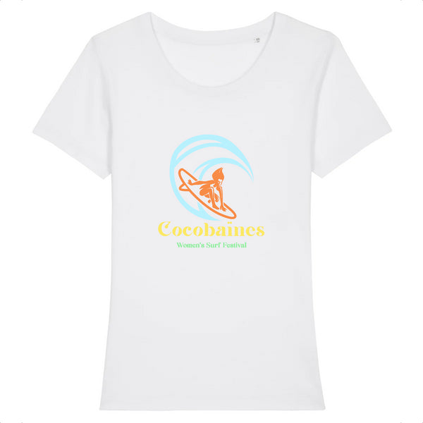 T-shirt femme coton bio Women's surf festival Blanc