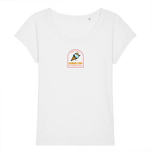 T-shirt femme coton bio jersey flammé Summer camp Blanc