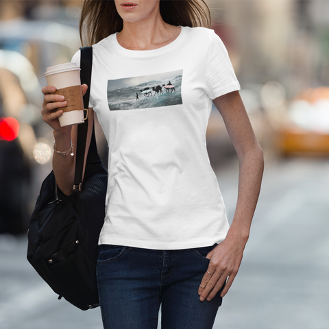T-shirt femme coton bio Camel Caravan on the sea