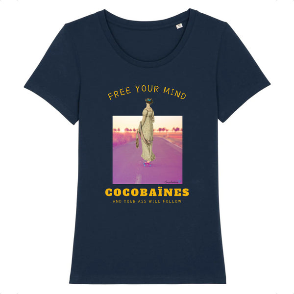T-shirt femme coton bio Free your mind Marine