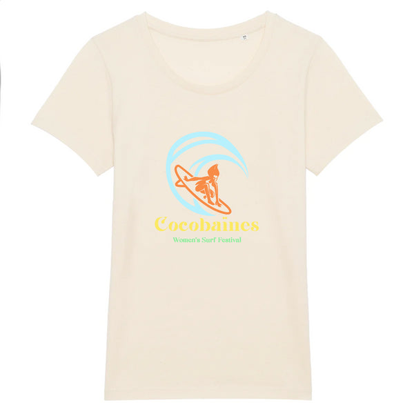 T-shirt femme coton bio Women's surf festival Naturel