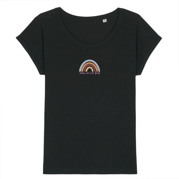 T-shirt femme coton bio jersey flammé Viens Noir