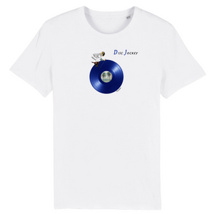 T-shirt homme coton bio Blue DJ Blanc