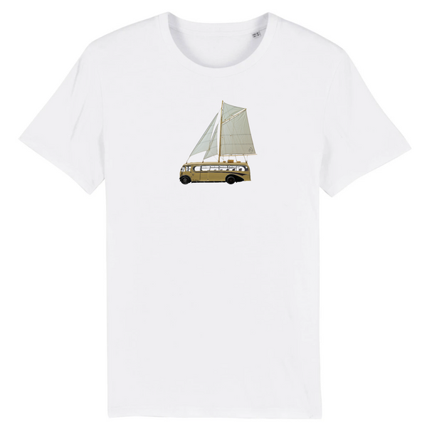 T-shirt homme coton bio Yellow Sailing Bus Blanc