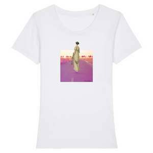 T-shirt femme coton bio Evening Dress Skate Blanc