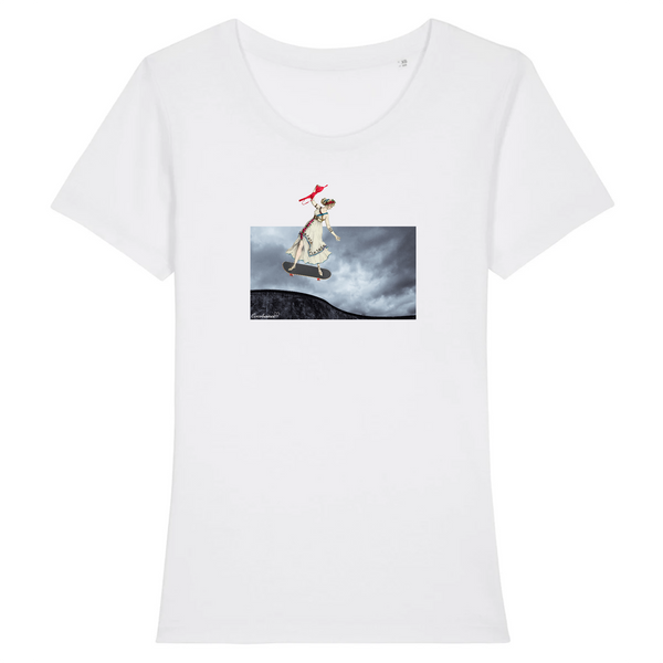 T-shirt femme coton bio Freedom Skate Blanc