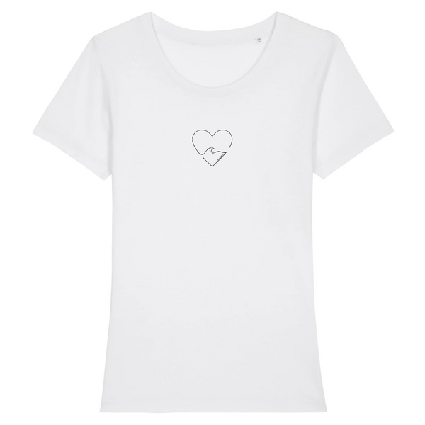T-shirt femme coton bio Wave Heart Blanc