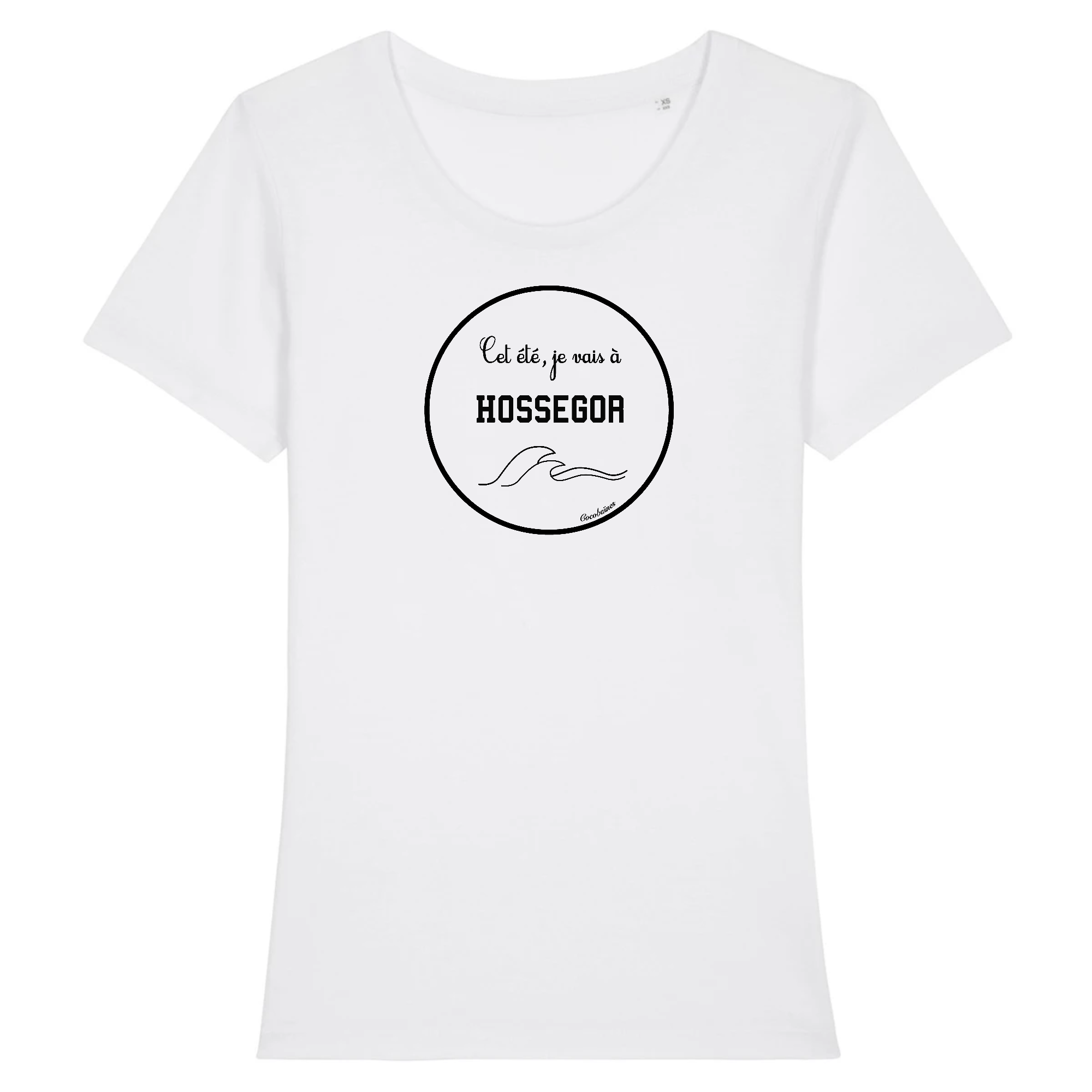 T-shirt femme coton bio Hossegor Logo Noir Blanc