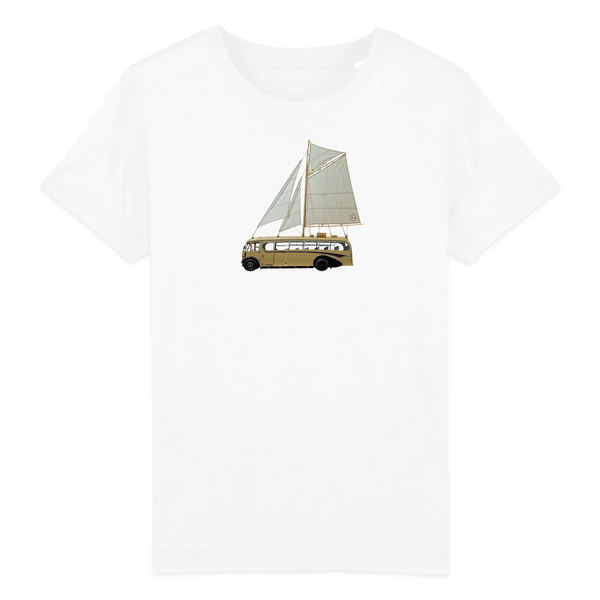 T-shirt enfant coton bio Yellow Sailing Bus Blanc