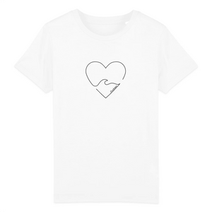 T-shirt enfant coton bio Wave Heart Blanc