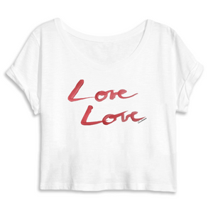 Crop top coton bio Love Love Blanc