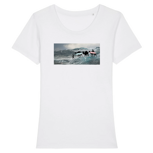 T-shirt femme coton bio Camel Caravan on the sea Blanc