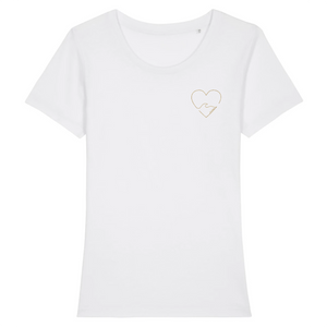 T-shirt femme coton bio Golden heart Blanc