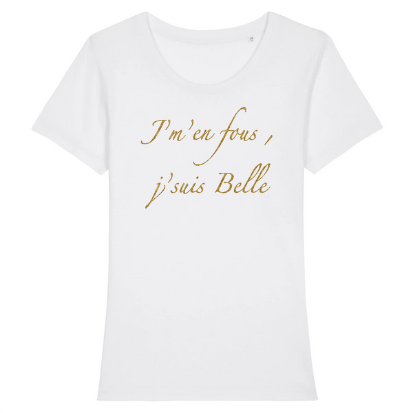 T-shirt femme coton bio J'suis Belle Blanc