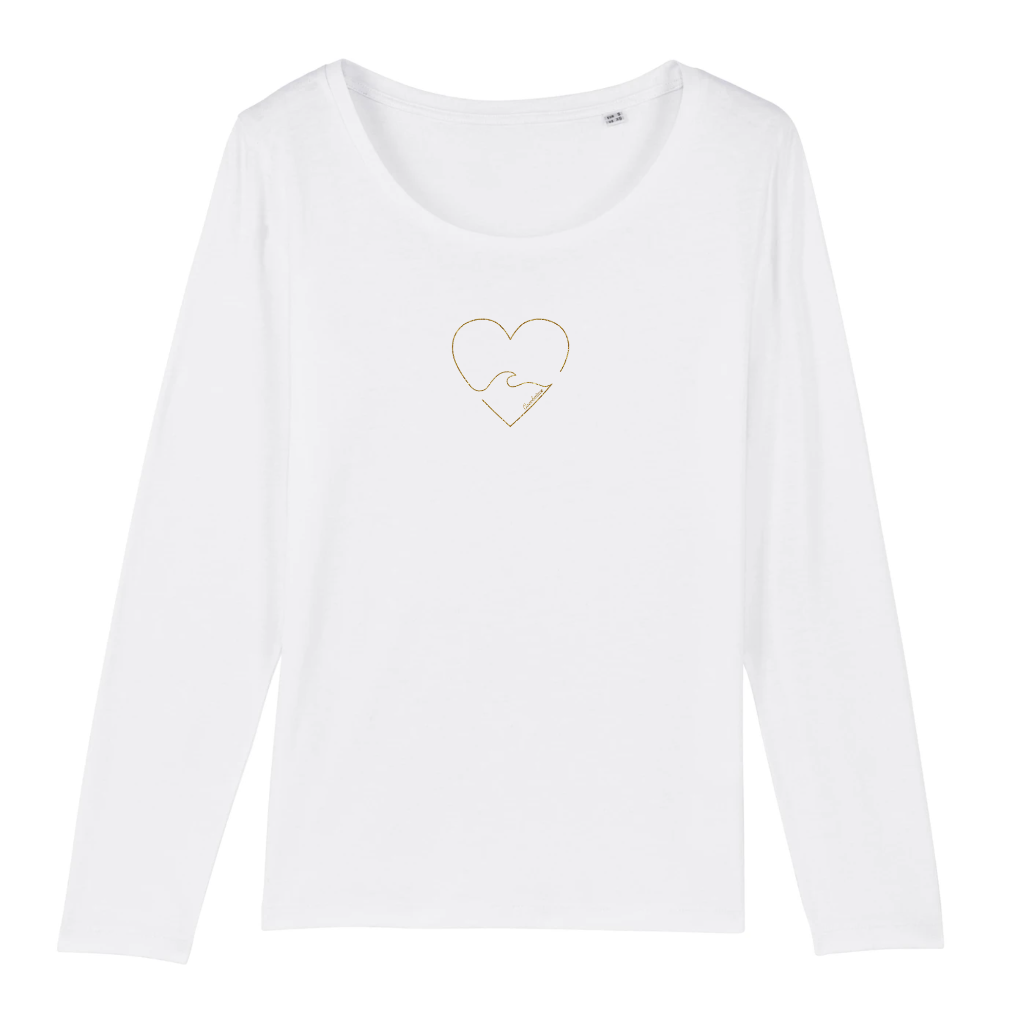 T-shirt femme manches longues Golden heart Blanc