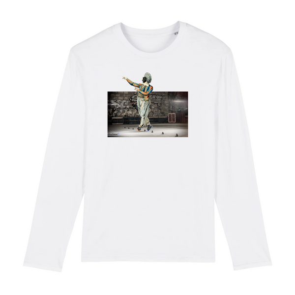 T-shirt homme manches longues coton bio Arlequin in line Blanc