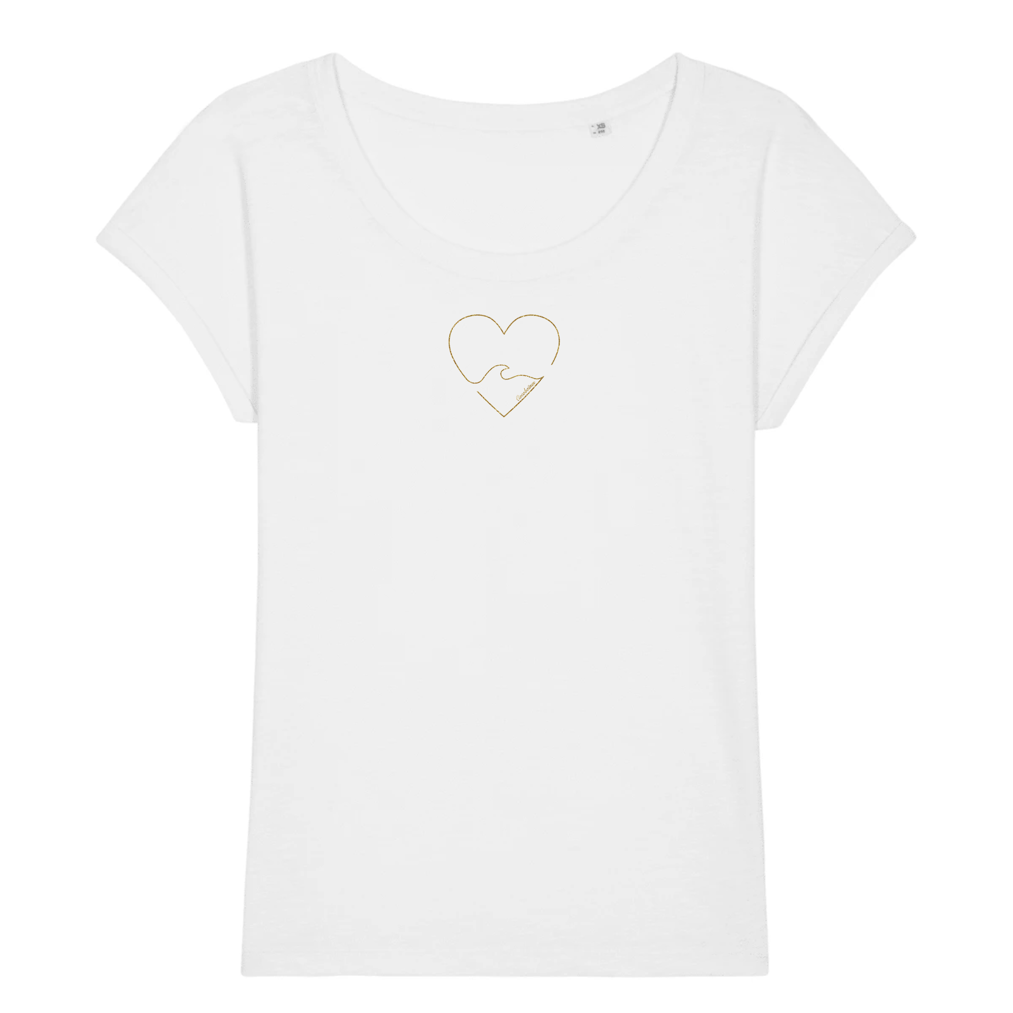 T-shirt femme coton bio jersey flammé Golden Heart Blanc