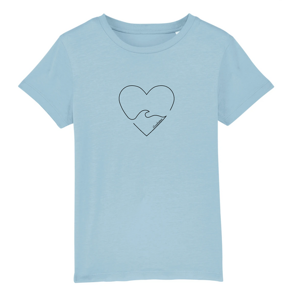 T-shirt enfant coton bio Wave Heart Bleu