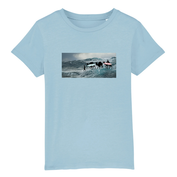 T-shirt enfant coton bio Camel Caravan on the sea Bleu