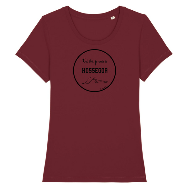 T-shirt femme coton bio Hossegor Logo Noir Bordeaux