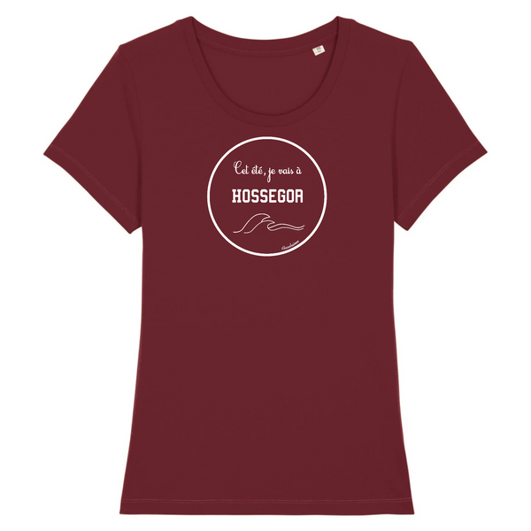 T-shirt femme coton bio Hossegor Blanc Bordeaux