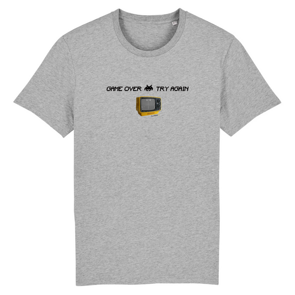 T-shirt homme coton bio Game Over Gris