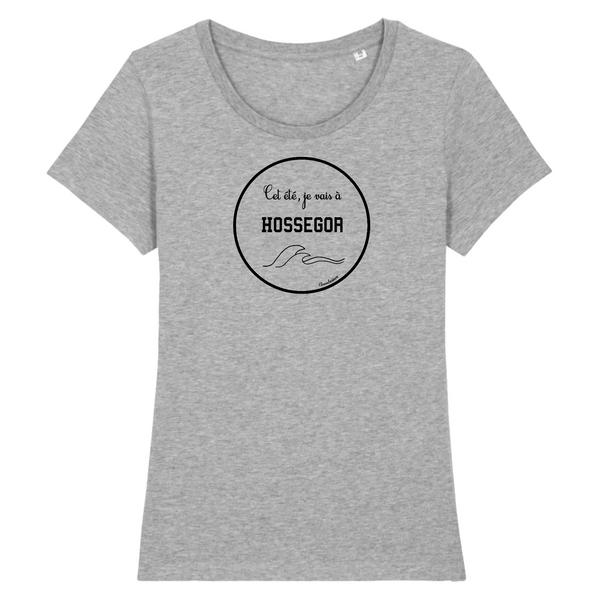 T-shirt femme coton bio Hossegor Logo Noir Gris