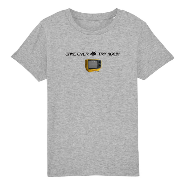 T-shirt enfant coton bio Game Over gris