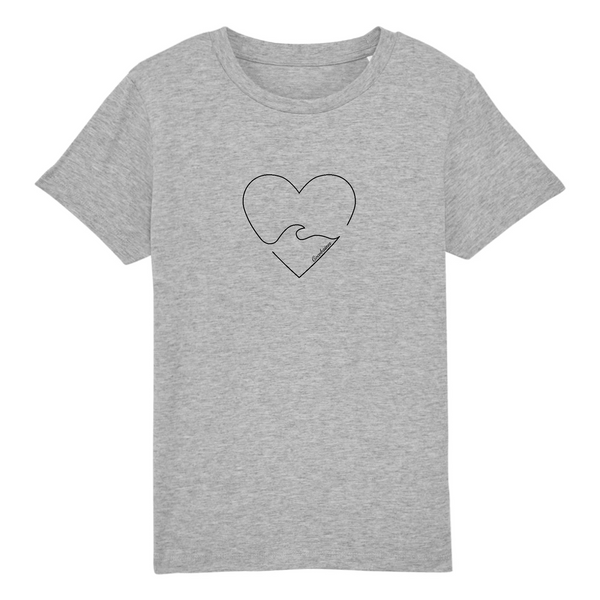 T-shirt enfant coton bio Wave Heart Gris
