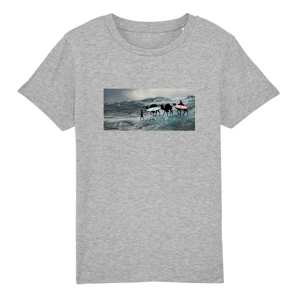 T-shirt enfant coton bio Camel Caravan on the sea Gris