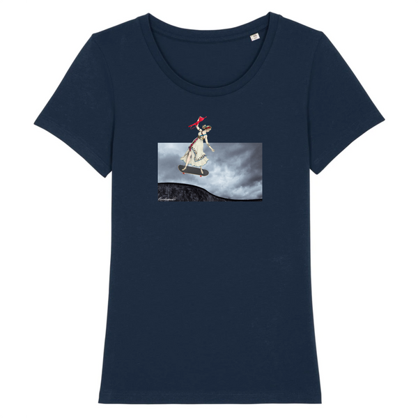 T-shirt femme coton bio Freedom Skate Marine