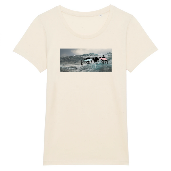 T-shirt femme coton bio Camel Caravan on the sea Naturel