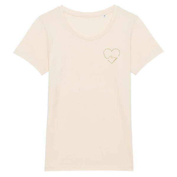 T-shirt femme coton bio Golden heart Naturel