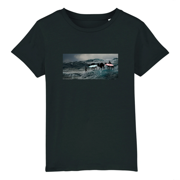 T-shirt enfant coton bio Camel Caravan on the sea Noir