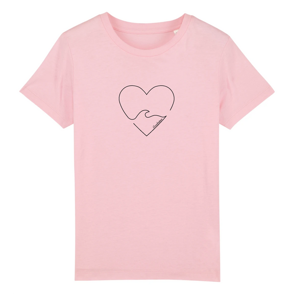 T-shirt enfant coton bio Wave Heart Rose