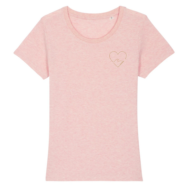 T-shirt femme coton bio Golden heart Rose