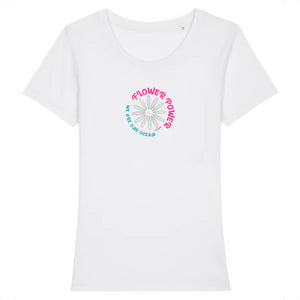 T-shirt femme coton bio  Flower power Blanc