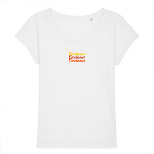 T-shirt femme coton bio jersey flammé coco 70's Blanc