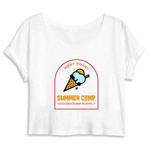 Crop top coton bio Summer camp Blanc