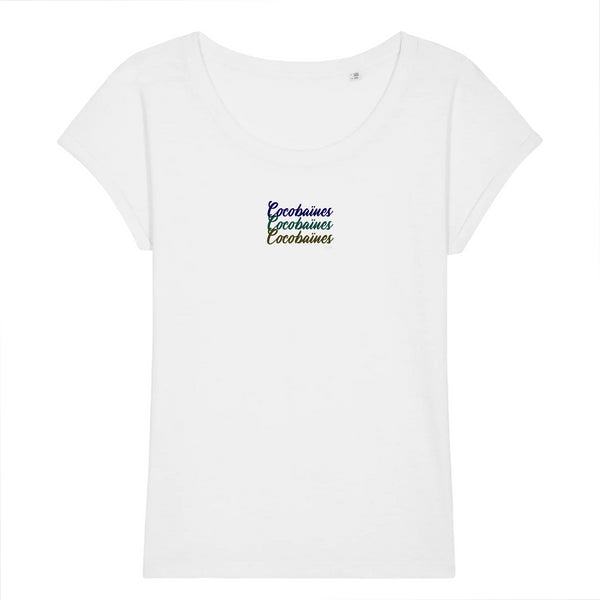 T-shirt femme coton bio jersey flammé coco  Deep sea Blanc