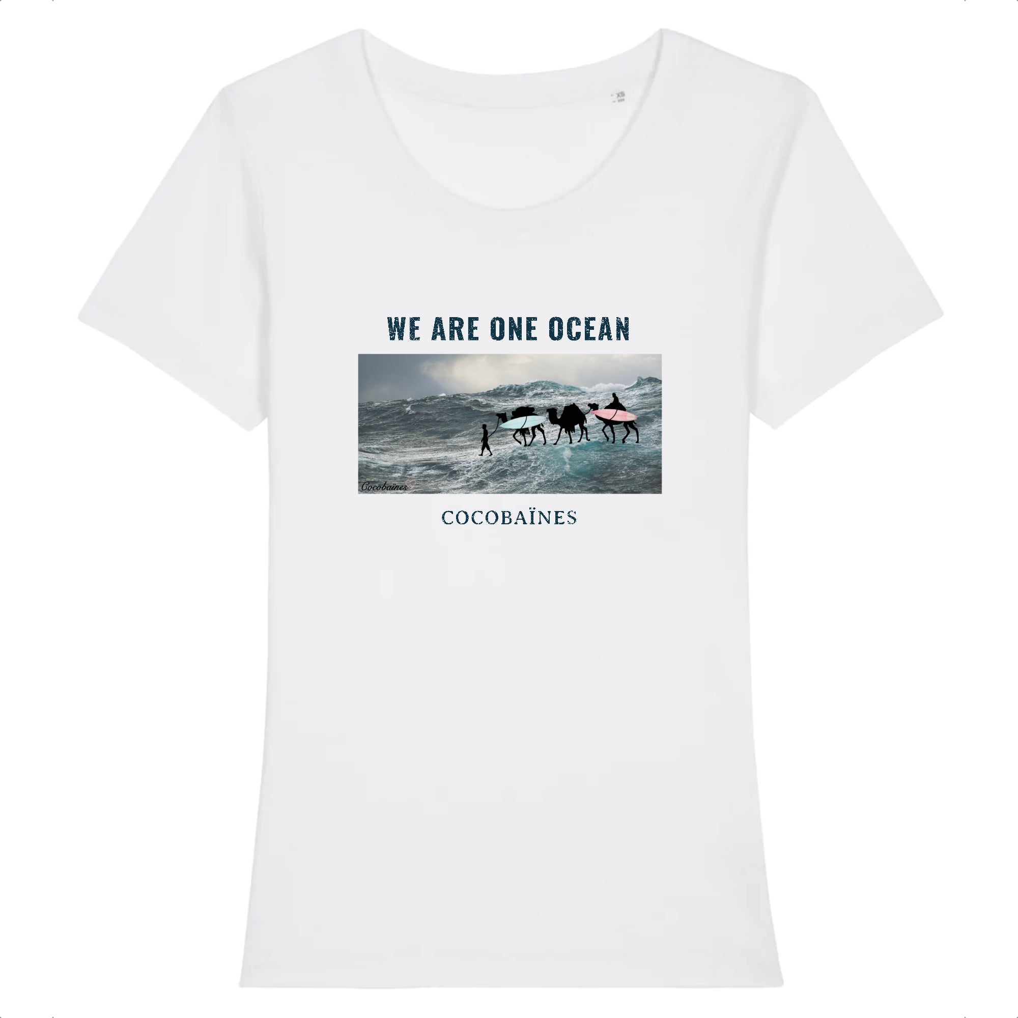 T-shirt femme coton bio We are one ocean Blanc