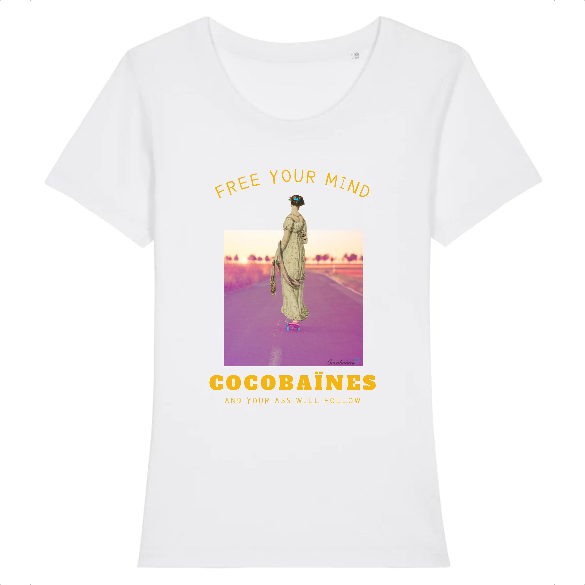 T-shirt femme coton bio Free your mind Blanc