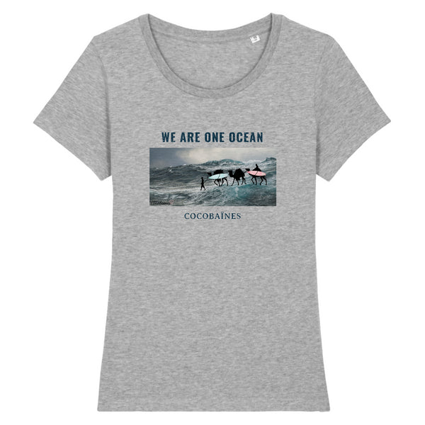 T-shirt femme coton bio We are one ocean Gris